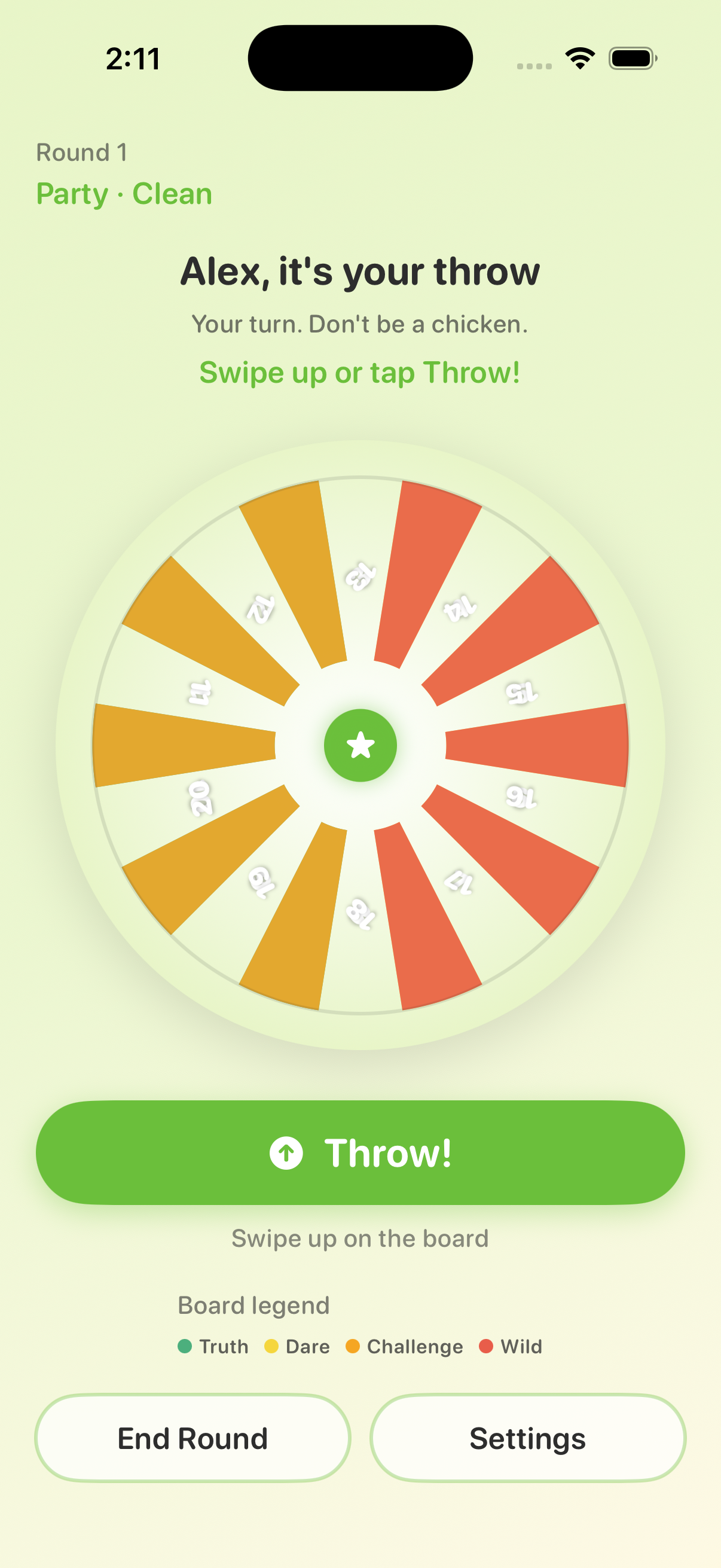 Dartboard throw screen