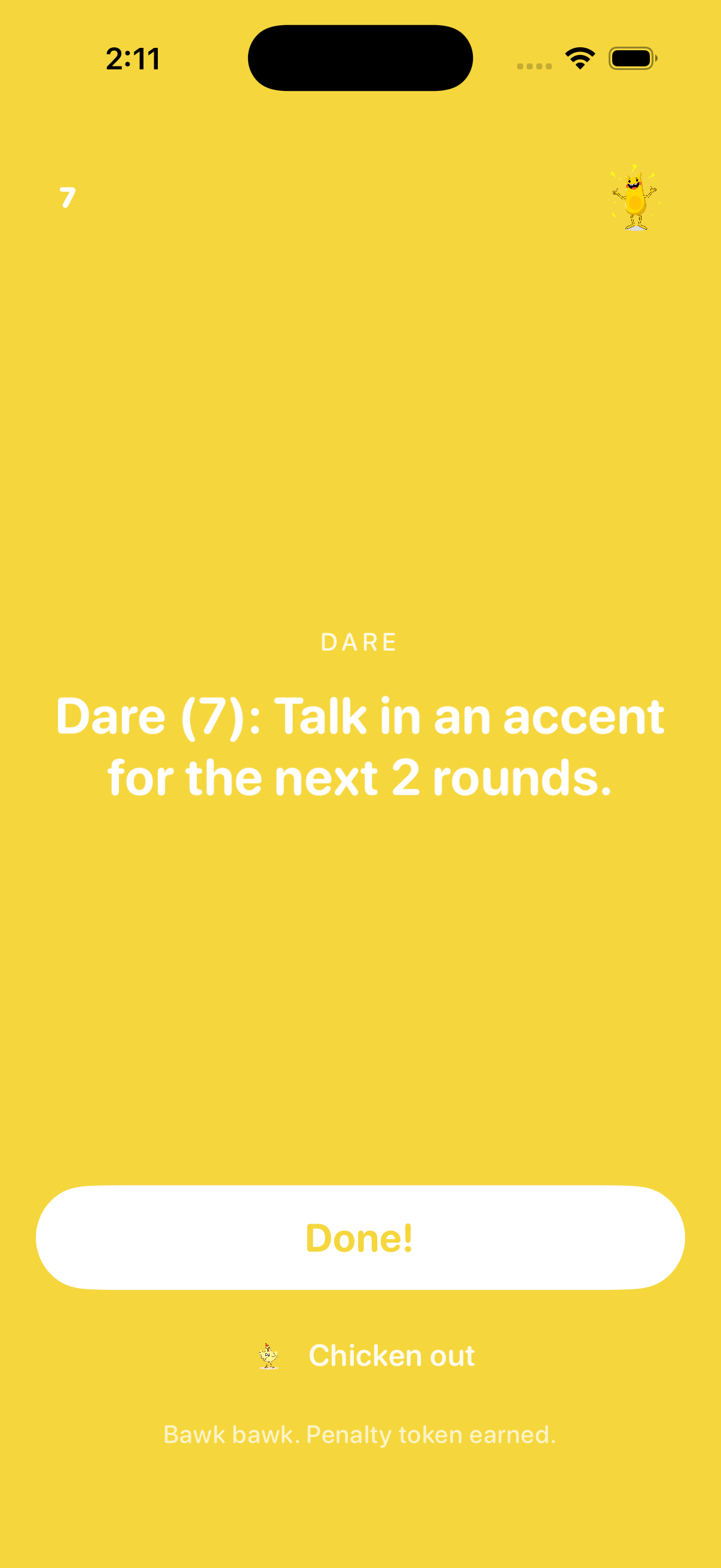 Dare task card reveal