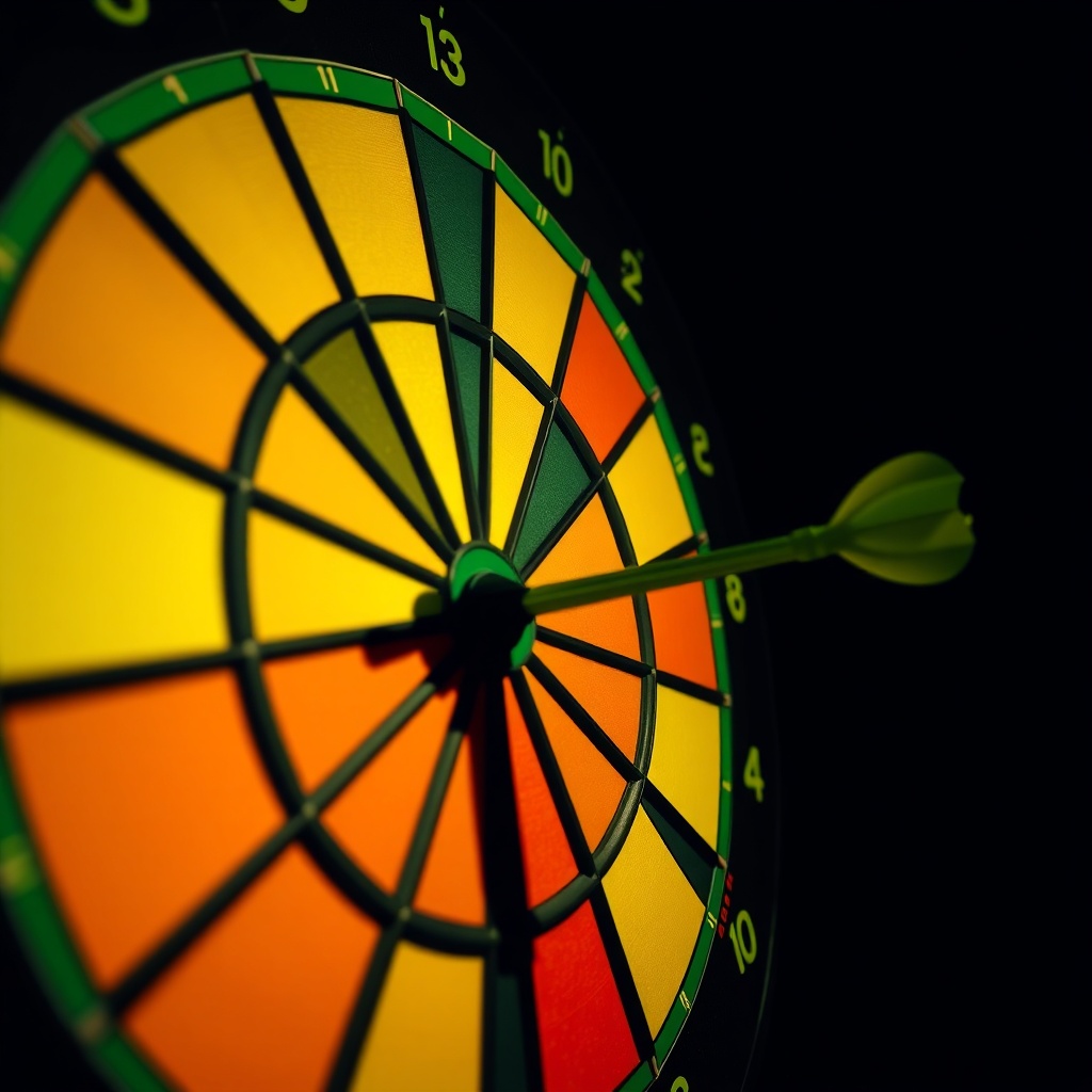 Glowing dartboard close-up